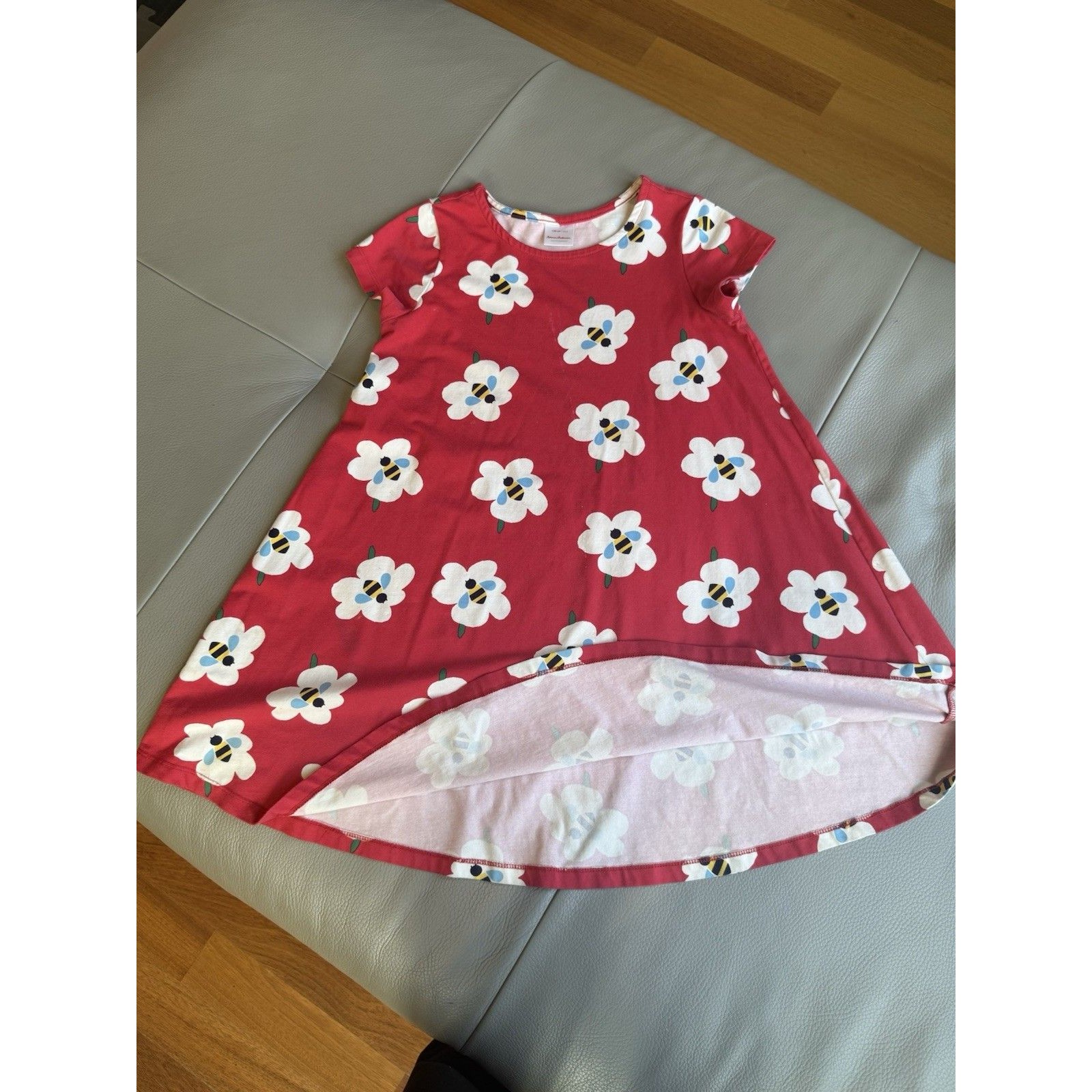 Hanna Andersson Girls Red Bee Floral Swing Dress Size 8 130cm Cotton Euc — image 2 of 7